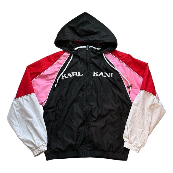 Karl Kani Retro Colorblock Logo Windbreaker Jacket Black/Red/Pink Women’s Small - Picture 2 of 6